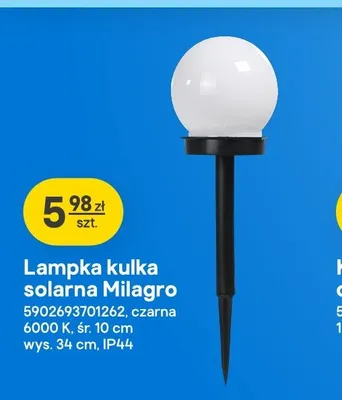 Lampka kulka solarna Milagro czarna promocja w Castorama