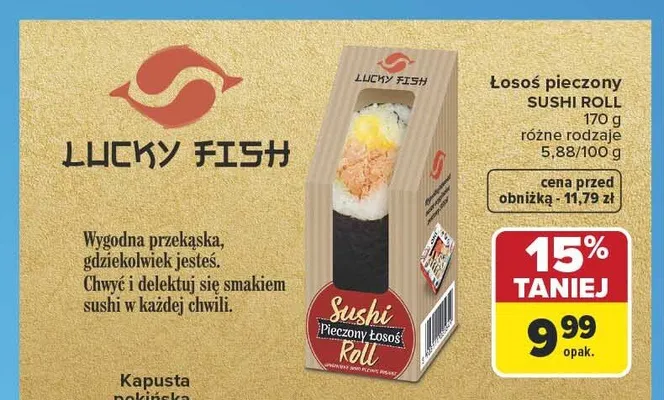 Sushi Roll z łososiem pieczonym Lucky Fish promocja w Carrefour