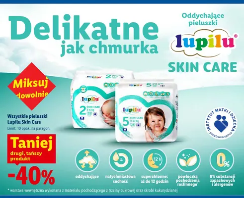 Pieluszki Lupilu Skin Care 2 3-6 kg promocja w Lidl