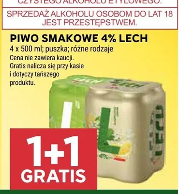 Piwo smakowe 4% Lech promocja w Stokrotka
