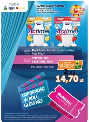 Napój mleczny Actimel wieloowocowy 4-pak promocja w Euro Sklep