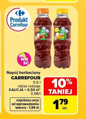 Napój herbaciany Carrefour Ice Tea Peach promocja w Carrefour Market