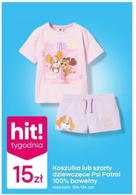 Koszulka lub szorty dziewczęce 100% bawełny promocja w Pepco