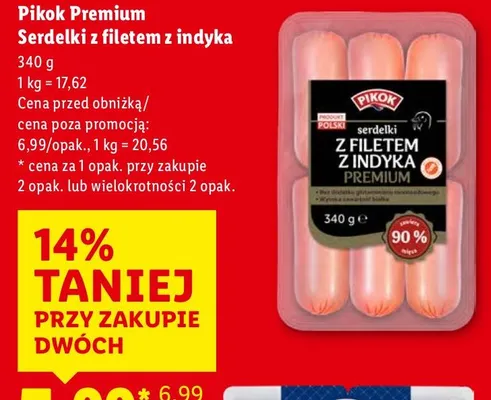 Serdelki z filetem z indyka Pikok Premium promocja w Lidl