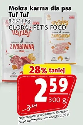 Mokra karma dla psa Tuf Tuf z wolowina z drobiem 300g promocja w Prim Market