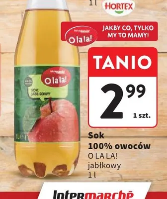 Sok 100% owoców O la la! jabłkowy promocja w Intermarche