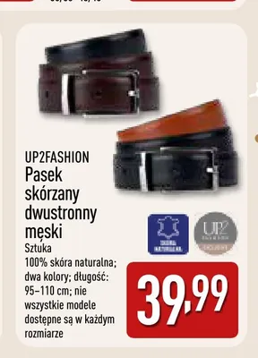 Pasek skórzany dwustronny męski Up2fashion promocja w Aldi