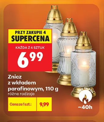 Znicz z wkładem parafinowym 110 g promocja w Biedronka