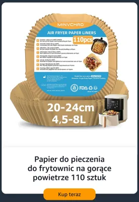Papier do pieczenia do frytownic na gorące powietrze MINVCHAO 110 sztuk promocja w Amazon