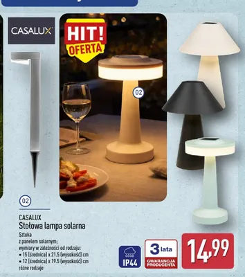 Stołowa lampka solarna CASALUX promocja w Aldi