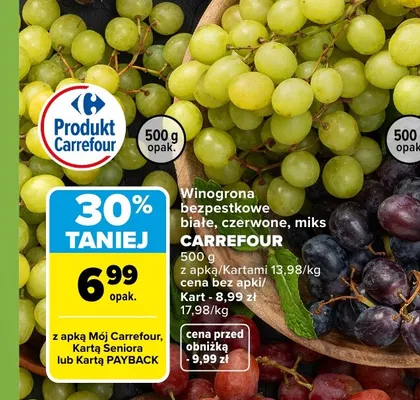 Winogrona bezpestkowe białe Carrefour promocja w Carrefour