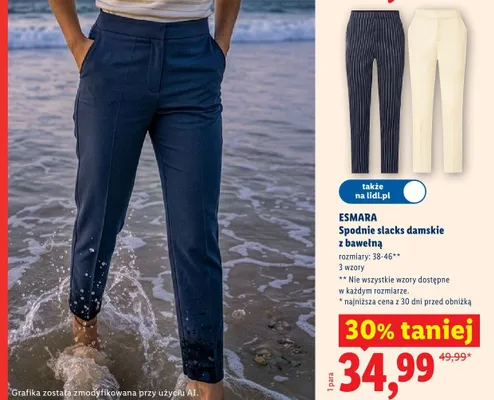 Spodnie slacks damskie z bawełną promocja w Lidl