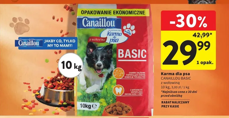 Karma dla psa Canaillou Basic z wołowiną promocja w Intermarche