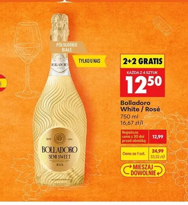Wino musujące Bolladoro White promocja w Biedronka