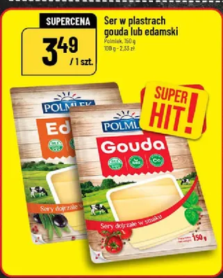 Ser w plastrach gouda lub edam promocja w POLOmarket