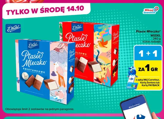 Ptasie Mleczko E.Wedel śmietankowe w czekoladzie mlecznej promocja w Carrefour
