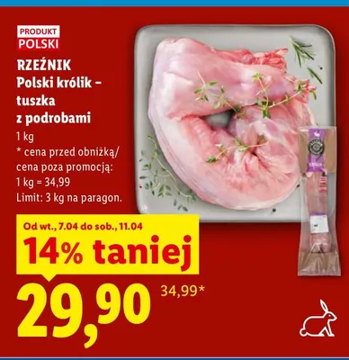 Królik polski tuszka z podrobami promocja w Lidl