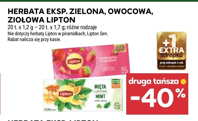 Herbata ekspresowa ziołowa Lipton promocja w Stokrotka