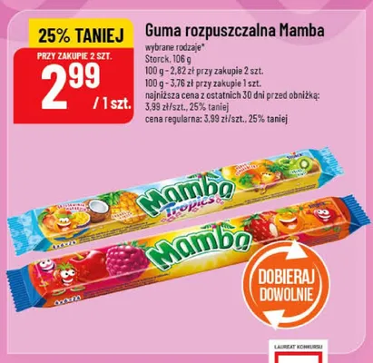 Guma rozpuszczalna Mamba promocja w POLOmarket