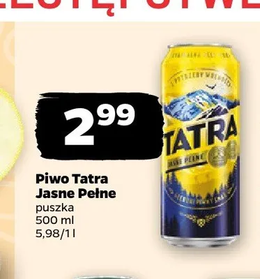 Piwo Tatra Jasne Pełne promocja w Netto