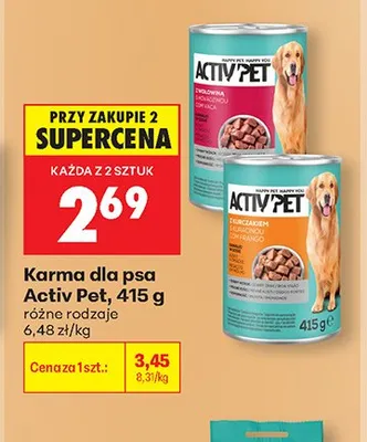 Karma dla psa Activ Pet z kurczakiem promocja w Biedronka