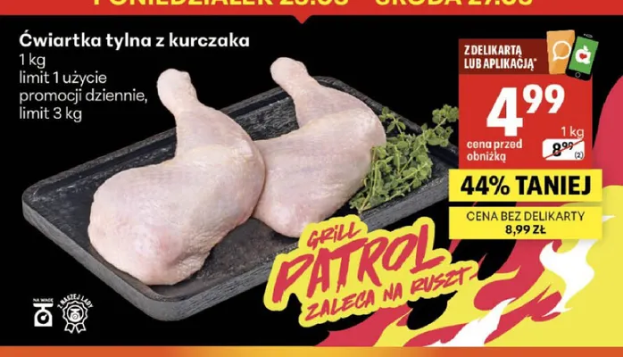 Ćwiartka tylna z kurczaka promocja w Delikatesy Centrum
