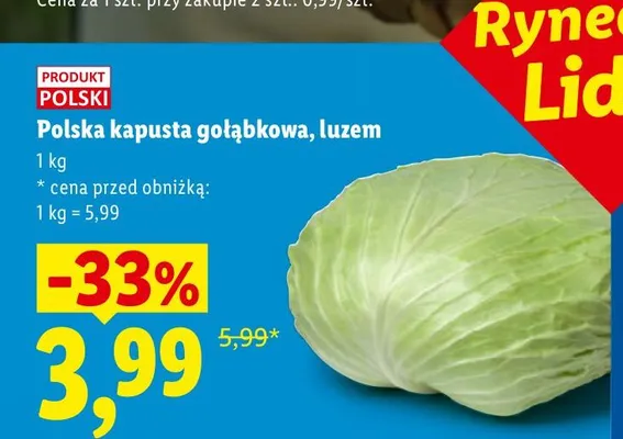 Kapusta gołąbkowa polska luzem Ryneczek Lidla promocja w Lidl
