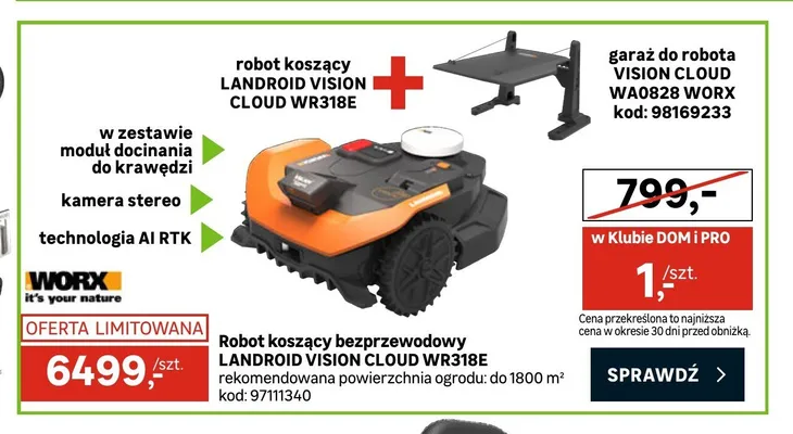 Garaż do robota VISION CLOUD WA0828 WORX promocja w Leroy Merlin