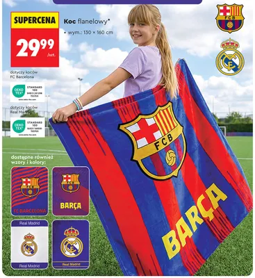 Koc flanelowy 130x160cm promocja w Biedronka