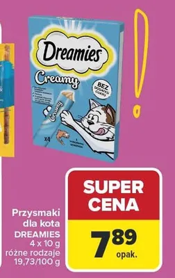 Przysmaki dla kota Dreamies Creamy 4 x 10 g różne rodzaje promocja w Carrefour