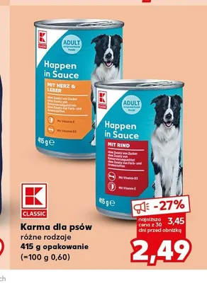Karma dla psów Classic Happen in Sauce mit Herz & Leber promocja w Kaufland