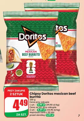Chipsy Doritos mexican beef burrito promocja w Dino