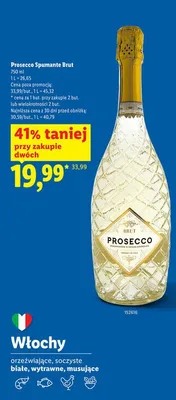 Wino musujące Prosecco Spumante Brut promocja w Lidl