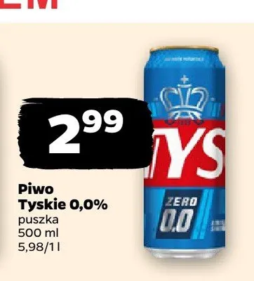 Piwo bezalkoholowe Tyskie 0,0% promocja w Netto
