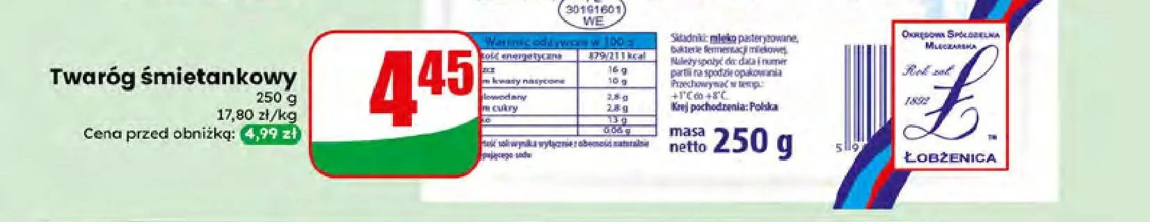 Twaróg śmietankowy Łobżenica promocja w Dino