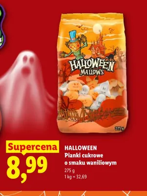 Pianki cukrowe o smaku waniliowym Halloween promocja w Lidl