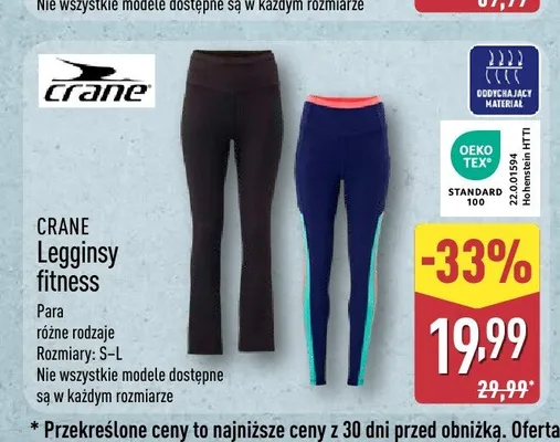 Legginsy fitness CRANE promocja w Aldi