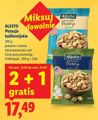 Pistacje kalifornijskie, prażone i solone  promocja w Lidl