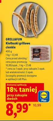 Kiełbaski grillowe cienkie Grill&Fun promocja w Lidl