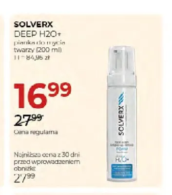 Pianka do mycia twarzy Deep H2O+ Solverx promocja w Drogerie Jawa