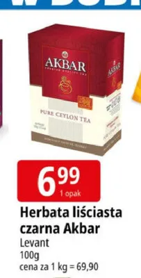 Herbata liściasta czarna Akbar Pure Ceylon Tea promocja w Leclerc