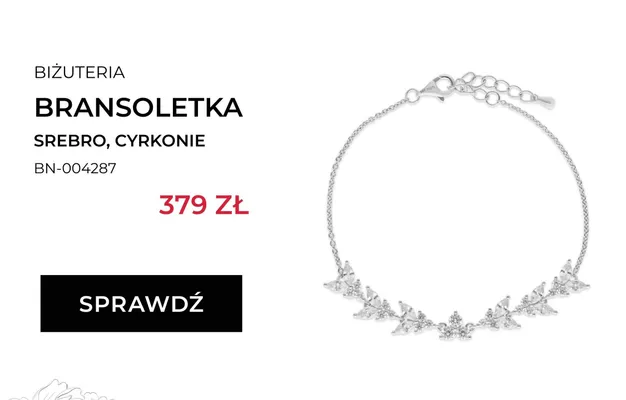 Bransoletka srebrna z cyrkoniami Briju