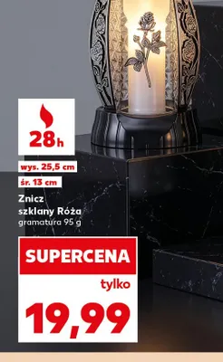 Znicz szklany Róża promocja w Kaufland