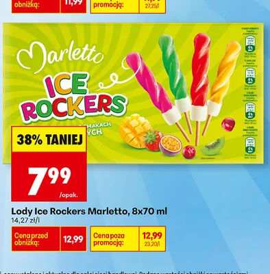 Lody Ice Rockers Marletto 8-pak 70 ml promocja w Biedronka