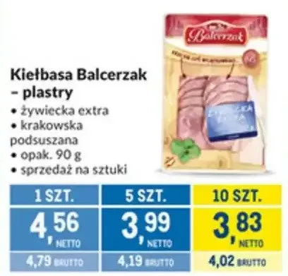 Kiełbasa Balcerzak - plastry promocja w Makro