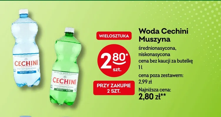 Woda gazowana Cechini Muszyna średnionasycona promocja w Żabka