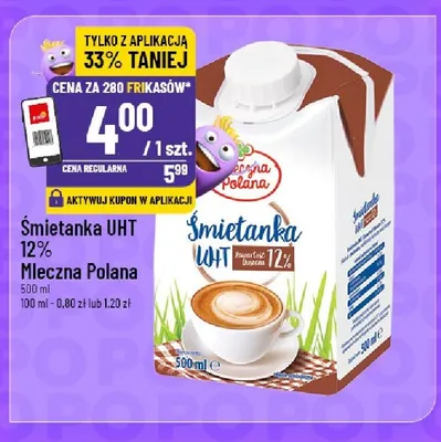 Śmietanka UHT 12% Mleczna Polana promocja w POLOmarket