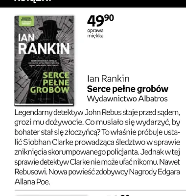 Książka Serce pełne grobów Ian Rankin promocja w Empik