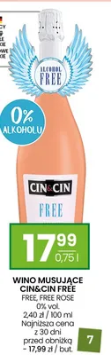 Wino musujące bezalkoholowe Cin&Cin Free Rose promocja w Twój Market
