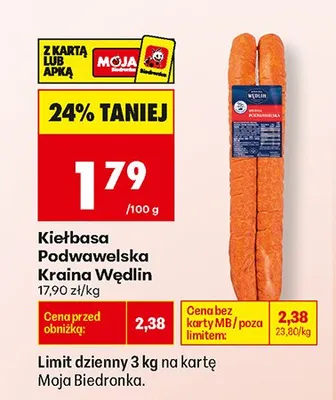 Kiełbasa Podwawelska Kraina Wędlin promocja w Biedronka